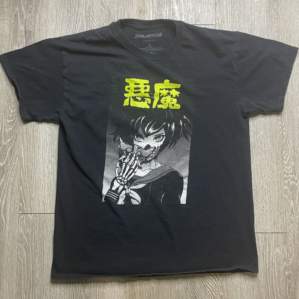 Zombie Makeout Club T-Shirt Mens Large Black Short Sleeve Graphic Tee Anime